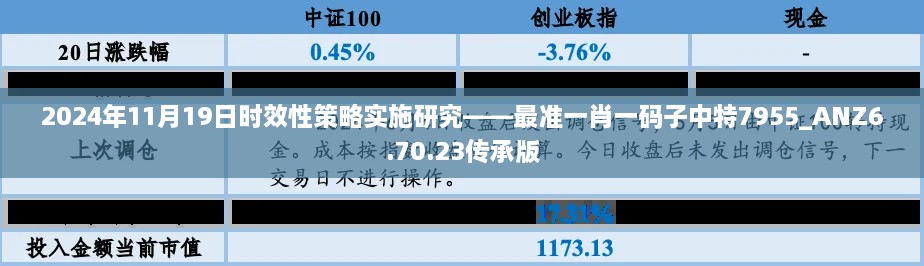 2024年11月19日時效性策略實施研究——最準一肖一碼子中特7955_ANZ6.70.23傳承版