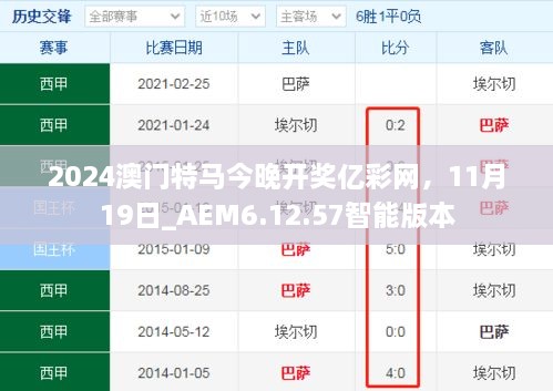 2024澳門特馬今晚開獎億彩網(wǎng)，11月19日_AEM6.12.57智能版本