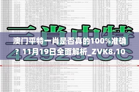 澳門平特一肖是否真的100%準(zhǔn)確？11月19日全面解析_ZVK8.10.37版本發(fā)布