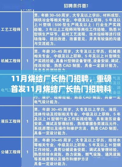 重磅首發(fā)，智能燒結(jié)系統(tǒng)引領(lǐng)未來科技生活新紀(jì)元，尋找優(yōu)秀燒結(jié)廠長