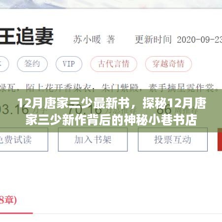 探秘唐家三少新作背后的神秘小巷書(shū)店，12月新書(shū)揭秘