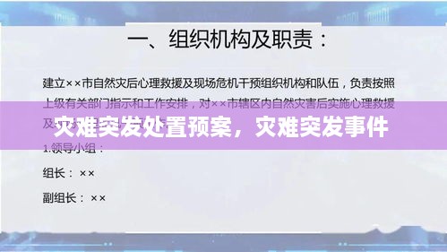 災難突發(fā)處置預案，災難突發(fā)事件 