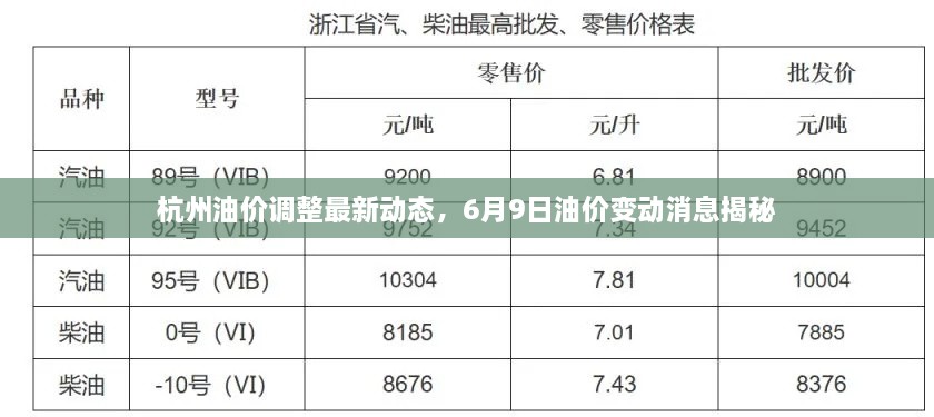 杭州油價調(diào)整最新動態(tài)，6月9日油價變動消息揭秘