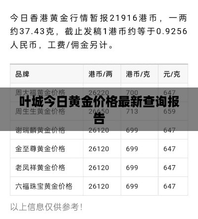 葉城今日黃金價格最新查詢報(bào)告