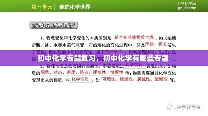 初中化學專題復習，初中化學有哪些專題 